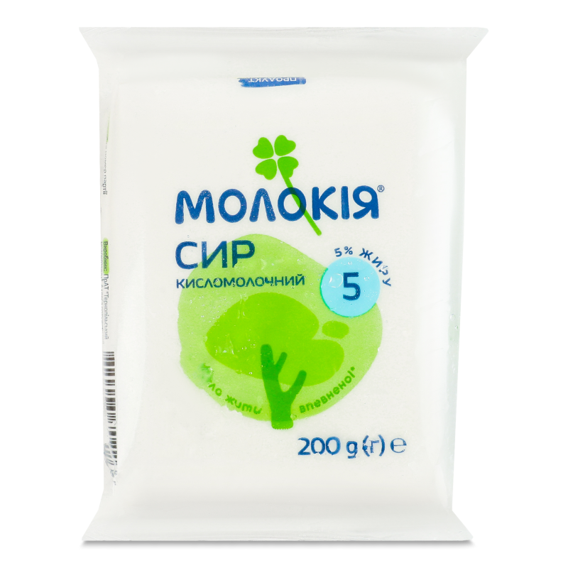 Сир кисломолочний 5% 200г еколін Молокія