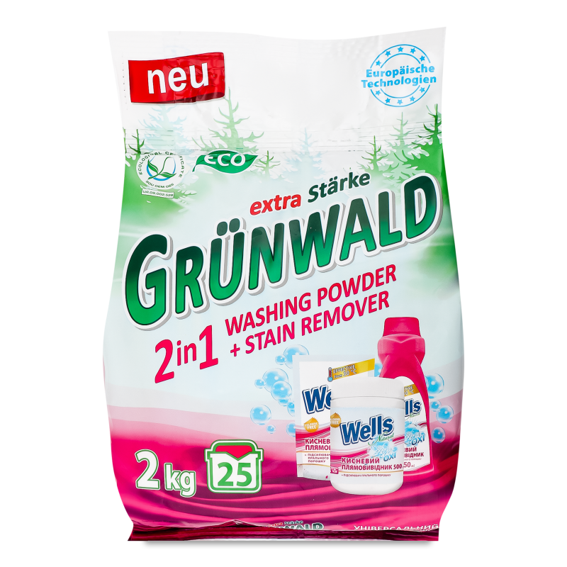 Порошок пральний 2в1 універсальний безфосфатний 2кг Grunwald