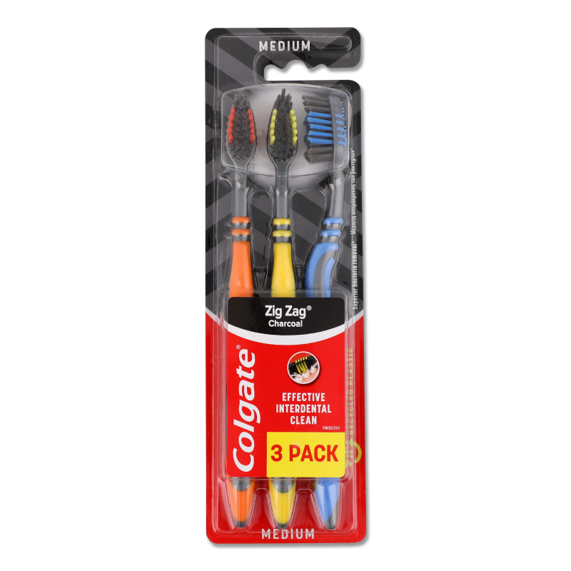 Щітка зубна Zig Zag Charcoal середня 3шт Colgate