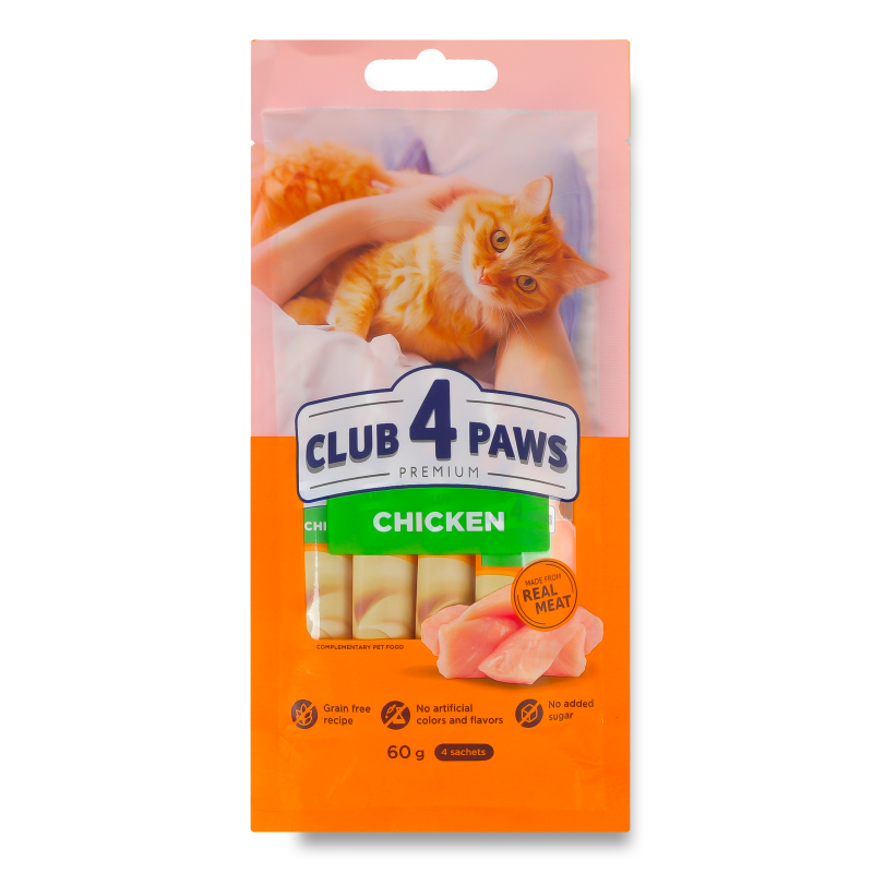 Ласощі д/котів Premium Курка кремові 60г Club 4 Paws
