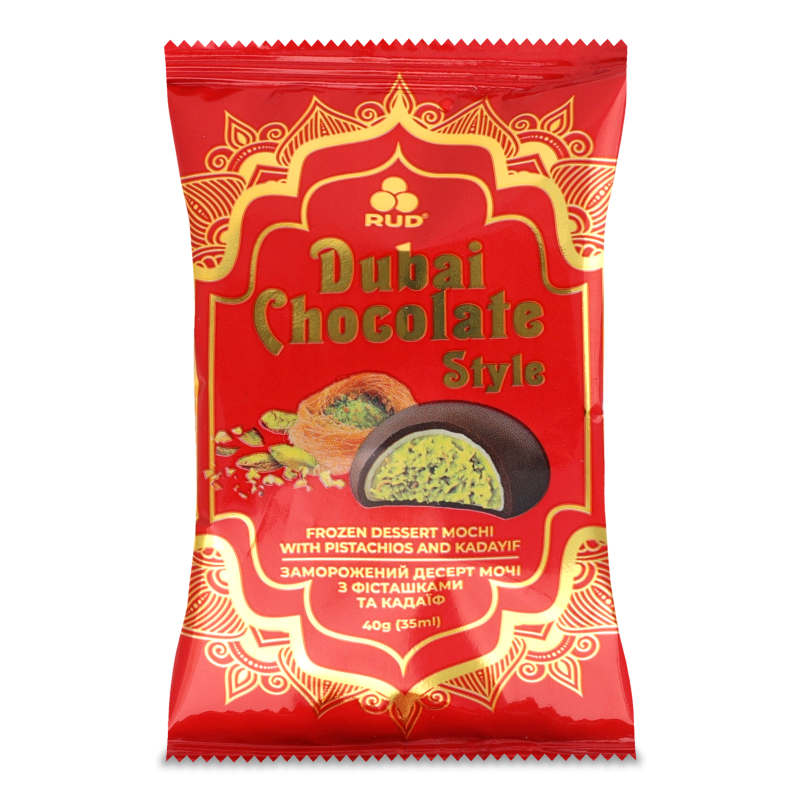 Десерт заморожений Mochi Dubai Chocolate Style з фісташками та кадаїф 40г Rud