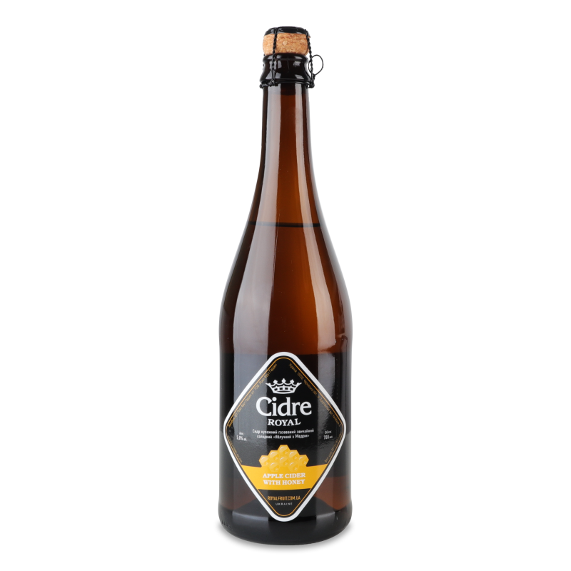 Сидр Яблучний з медом солодкий газований 5% 0,7л Cidre Royal