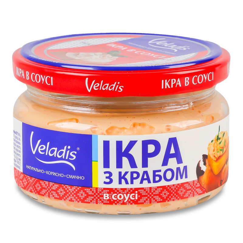 Ікра оселедця з м’ясом краба в соусі 160г твіст/б Veladis