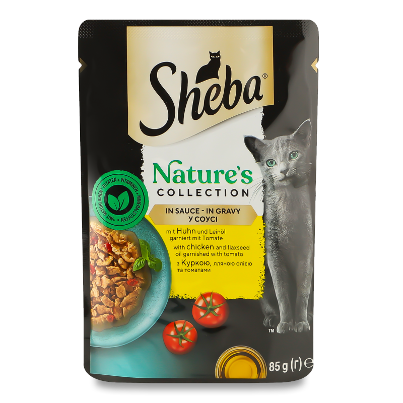 Корм д/котів Nature”s Collection з куркою лляною олією та томатами в соусі 85г пауч Sheba
