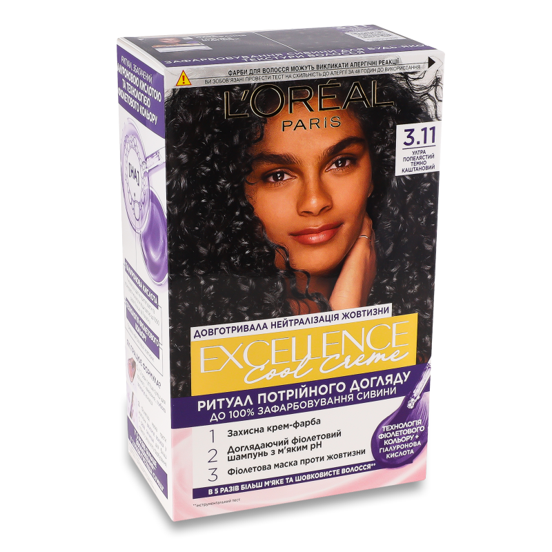 Крем-фарба д/волосся Excellence Cool Creme 3.11 ультрапопелястий темно каштановий L’Oreal