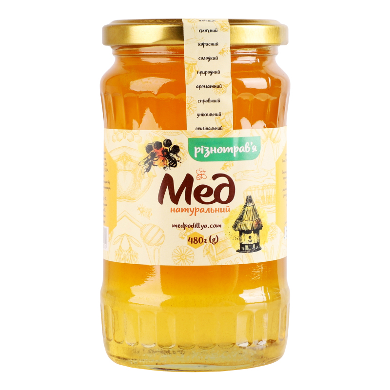 Мед натуральный разнотравье Мед Поділля с/б 480г Мед Поділля ...