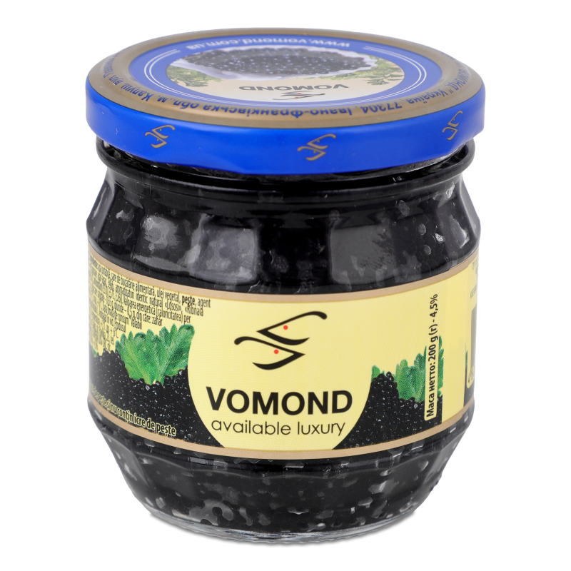 Ікра білкова чорна зерниста 200г скло Vomond