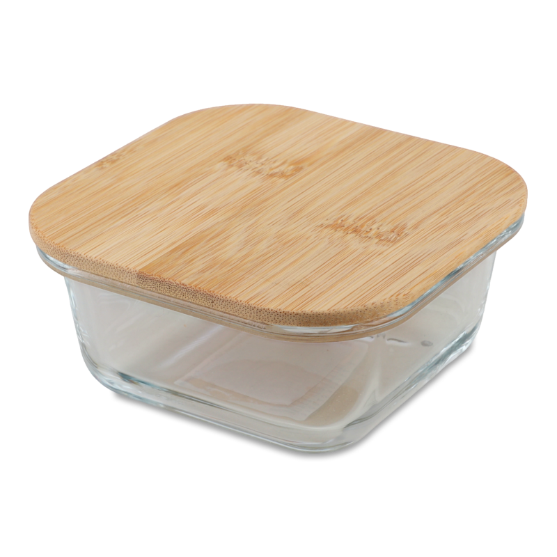 Контейнер д/зберігання 340мл скло бамбукова кришка KYYW577