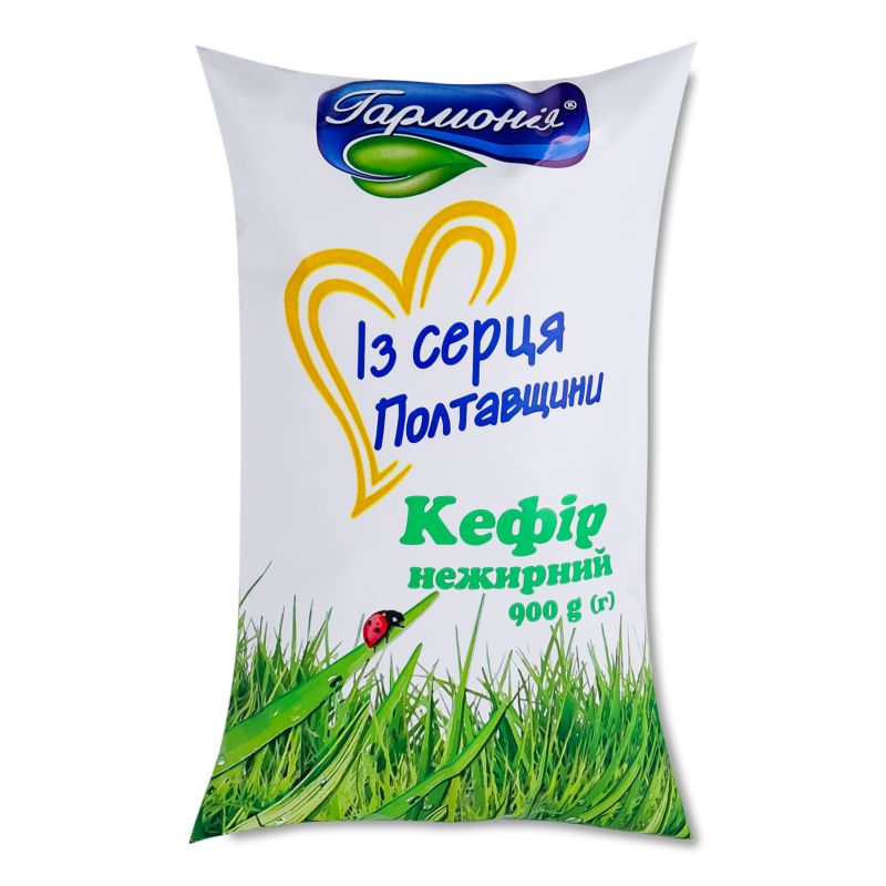 Кефір нежирний 900г п/е Гармонія