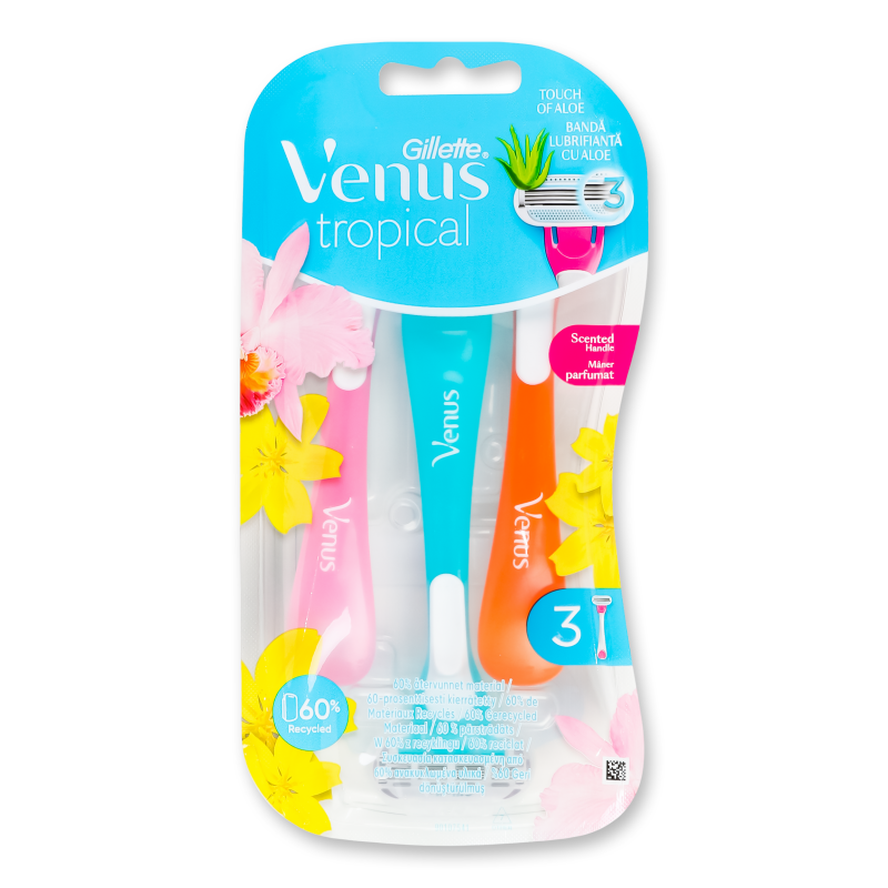 Станок одноразовий Венус 3 Тропікал 3шт Джилет