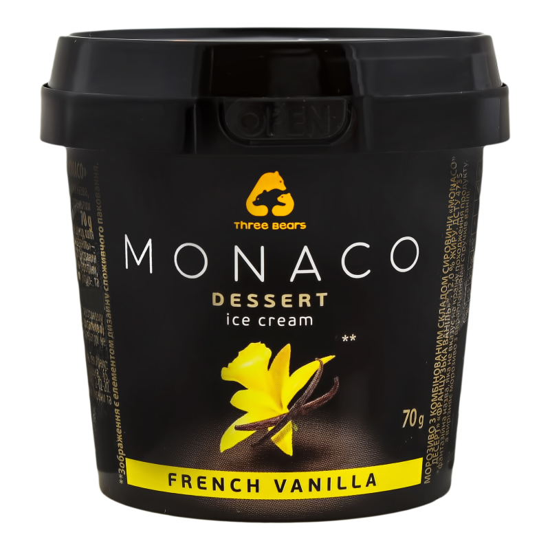 Морозиво 12% French vanilla Dessert Monaco Three Bears ст