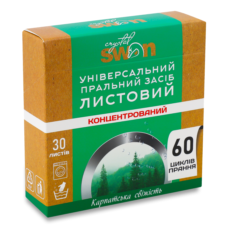 Засіб пральний Карпатська свіжість універсальний листовий 30шт Crystal Swan