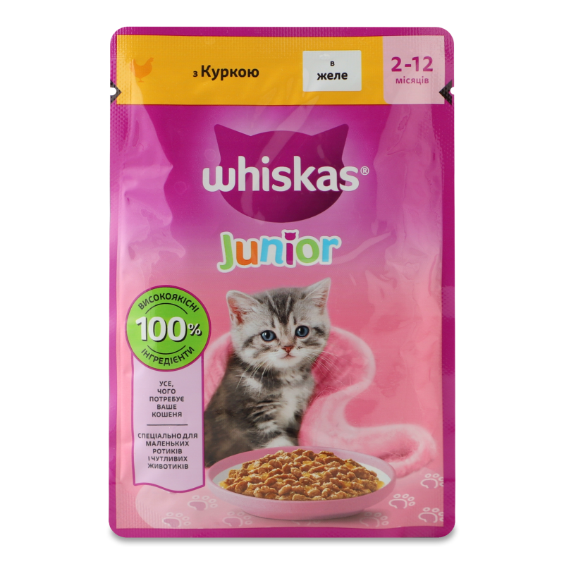 Корм д/кошенят Junior з куркою в желе 85г пауч Whiskas