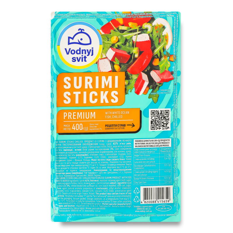 Палички крабові Premium охолоджені 400г Водний світ