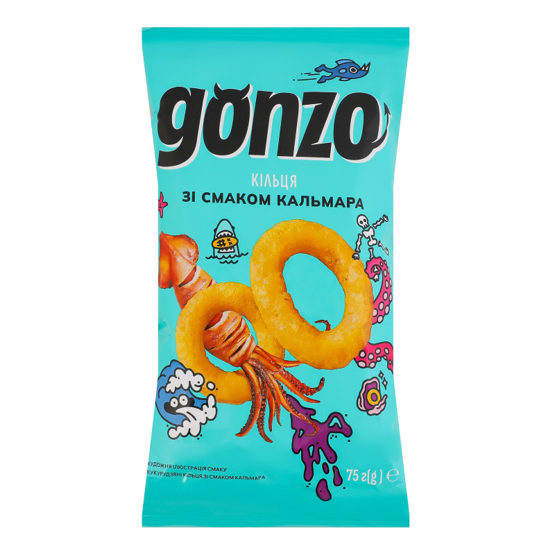 Кольца кукурузные со вкусом кальмара Gonzo м/у 75г Gonzo