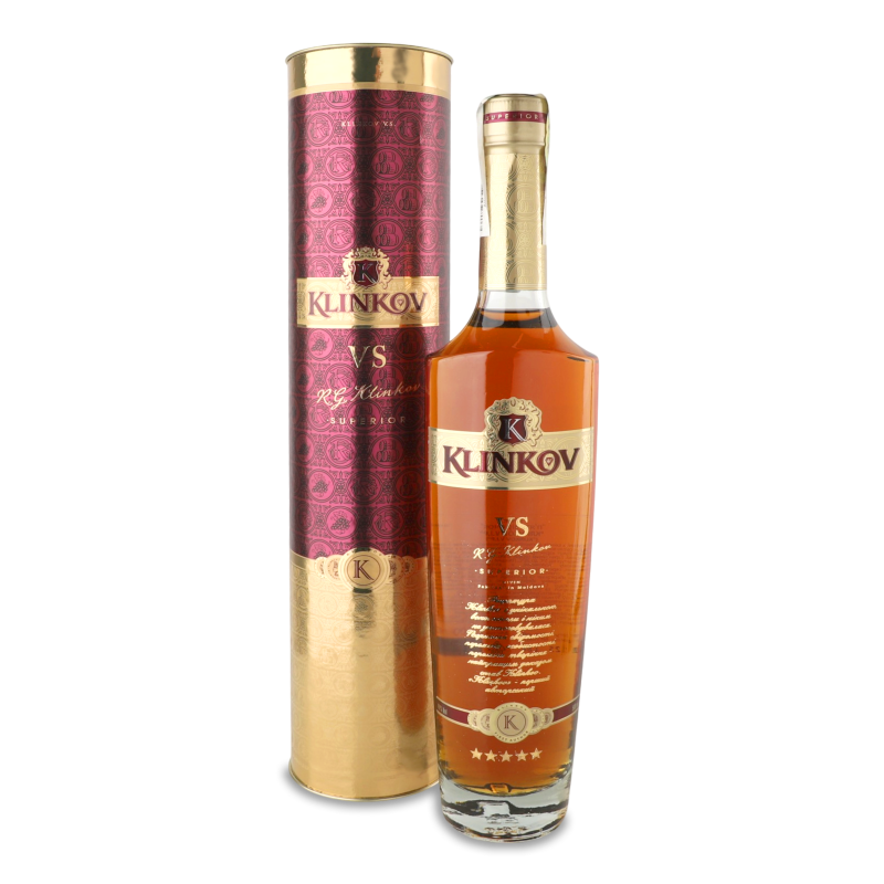 Бренді VIP V.S. 5років втиримки 40% 0,5л тубус Klinkov