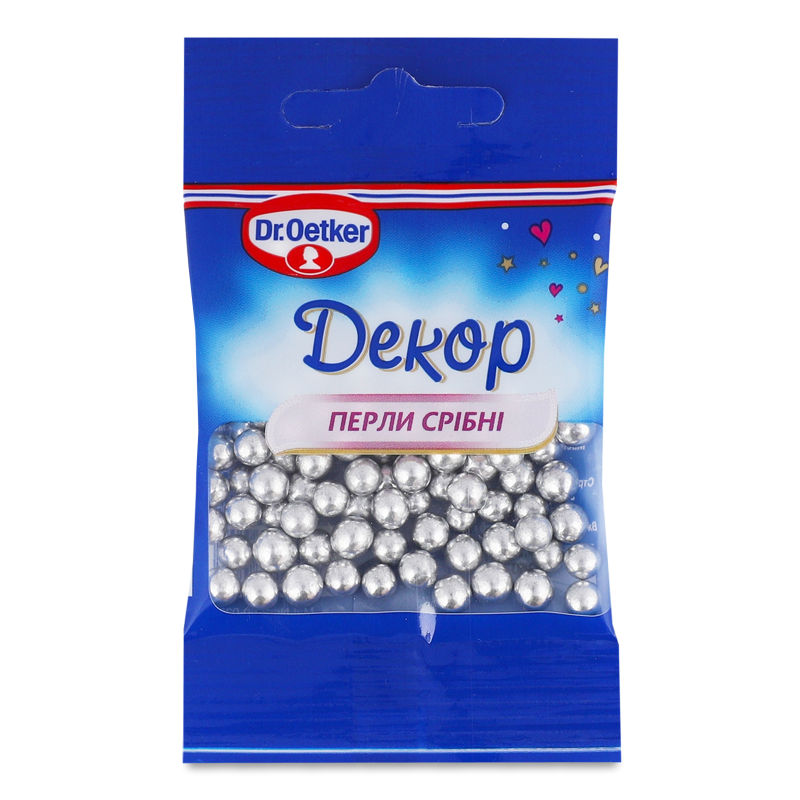 Посипка цукрова Перли срібні декоративна 10г Dr.Oetker
