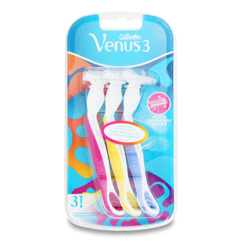 Станок д/гоління одноразовий Венус 3 Колорс 3шт Джилет