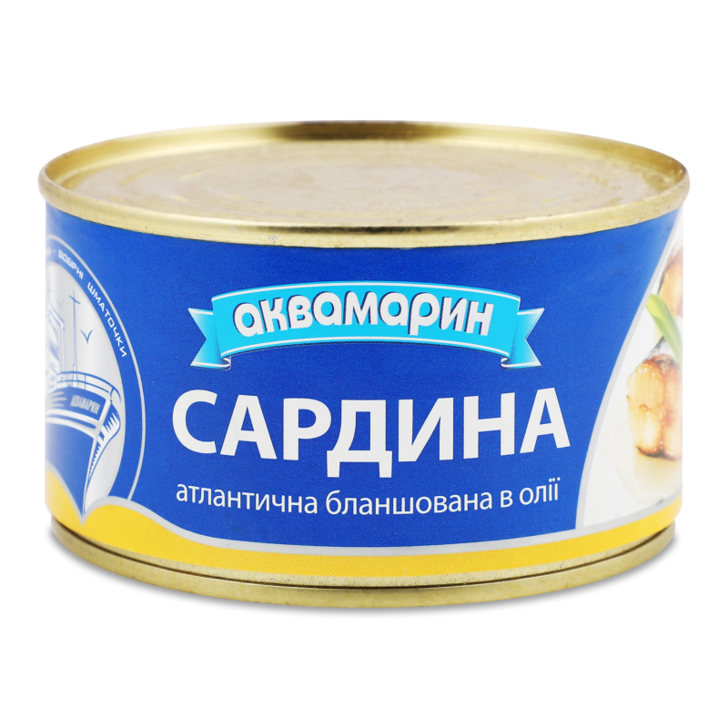 Сардина атлантична бланшована в олії 230г ж/б Аквамарин