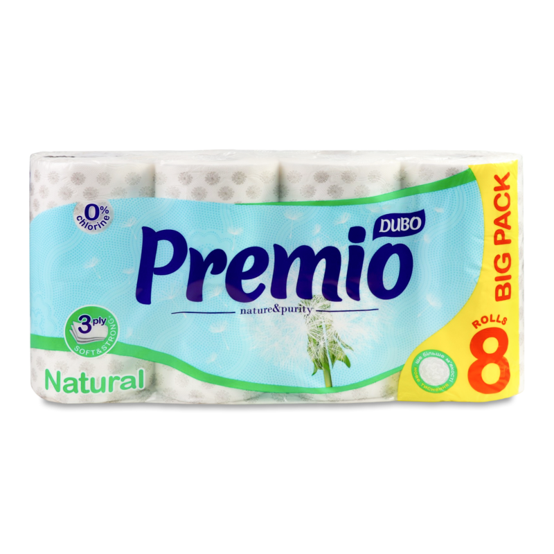 Папір туалетний Premio Natural 3шари 8шт Диво