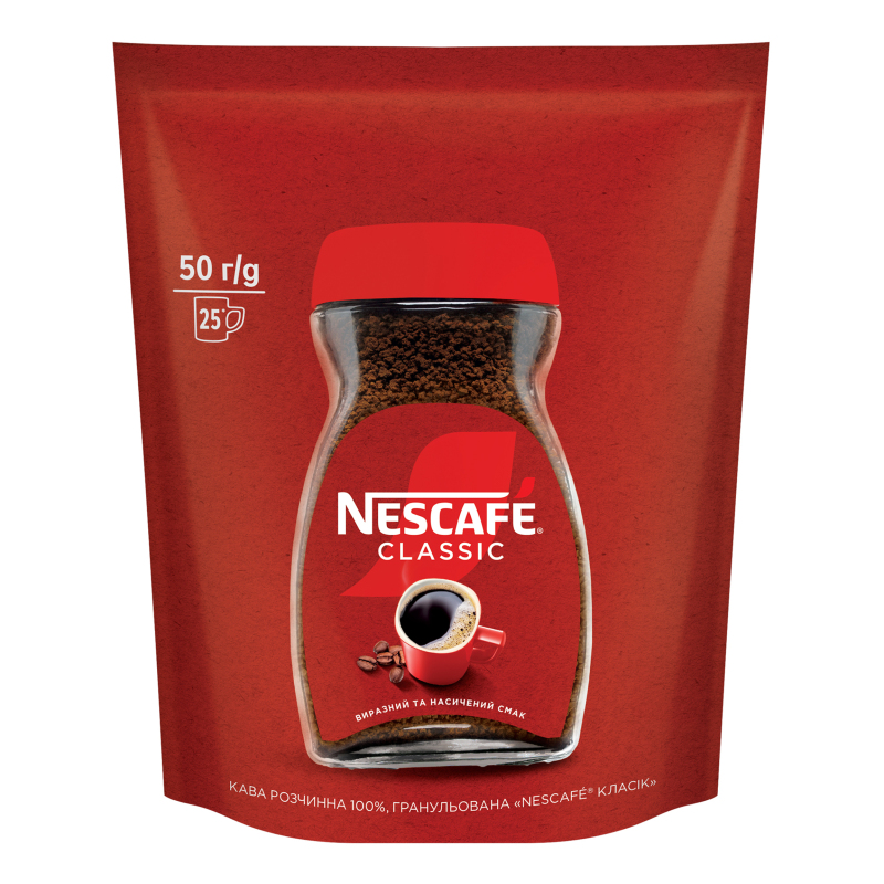 Кофе растворимый гранулированный Classic Nescafe д/п 50г Nescafe