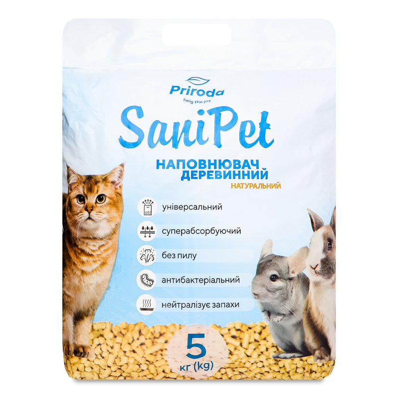 Наповнювач гігієнічний Сані Пет універсальний натуральний 5кг Природа