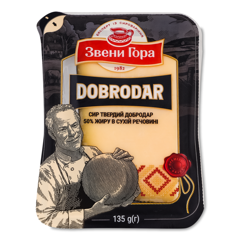 Сир твердий Добродар 50% 135г Звени Гора