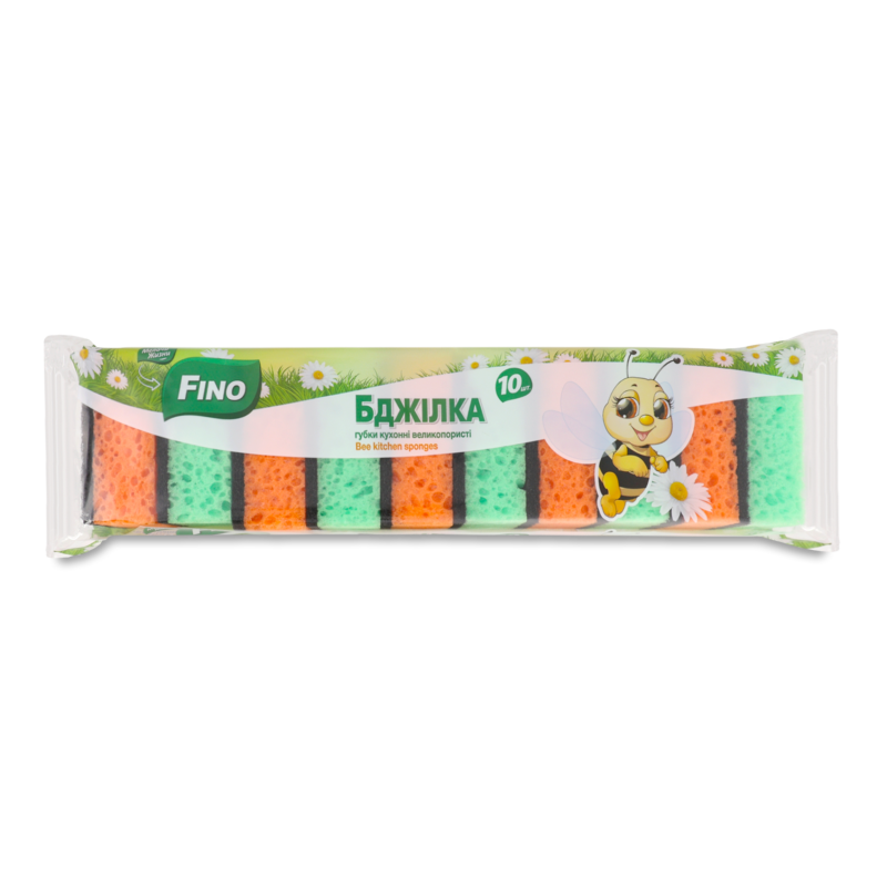 Губки кухонні Бджілка великопористі 10шт Fino