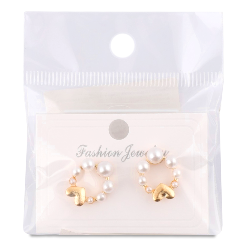 Сережки-гвіздки жовтий метал з камінцями та штучними перлами в асортименті LF25051509