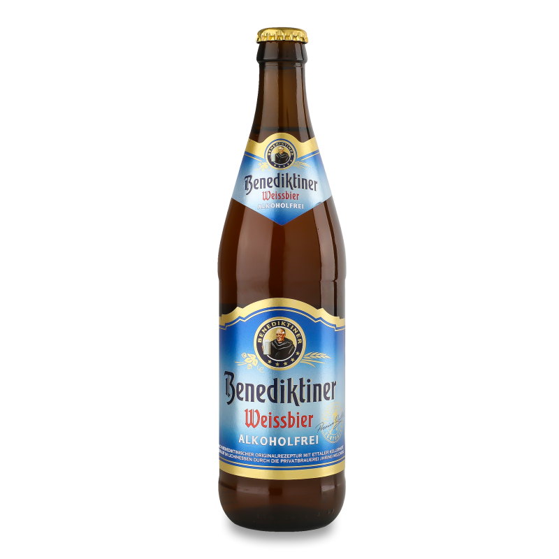 Пиво Weissbier світле нефільтроване безалкогольне 0,5л скло Benediktiner