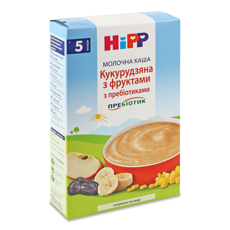Каша молочна Пребіотик кукурудзяна з фруктами з пребіотиками з 5міс 250г Хіпп