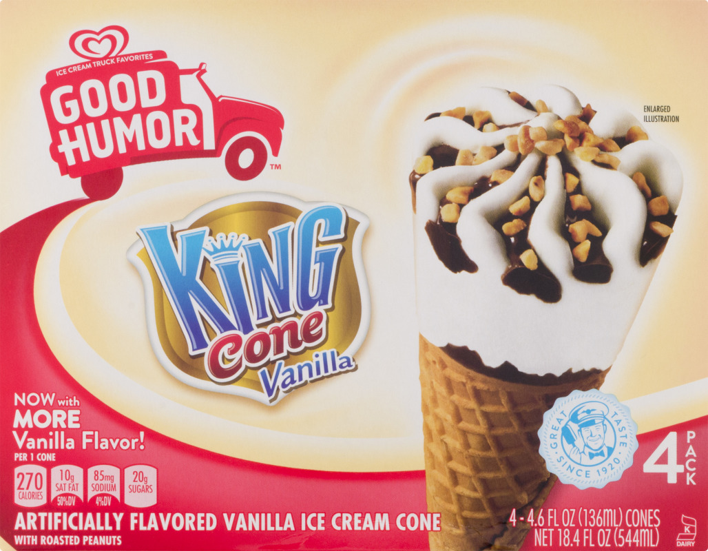 Good Humor King Cone Vanilla Ice Cream Cone 4 PK Good Humor