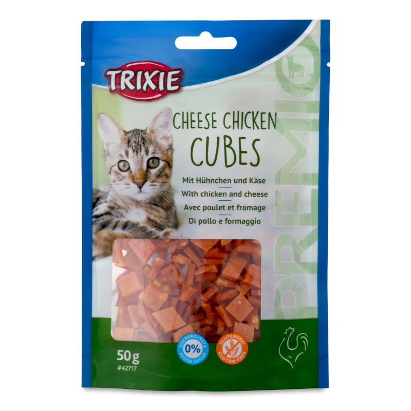 Ласощі д/котів Преміо Сирно-курячі кубики 50г Тріксі