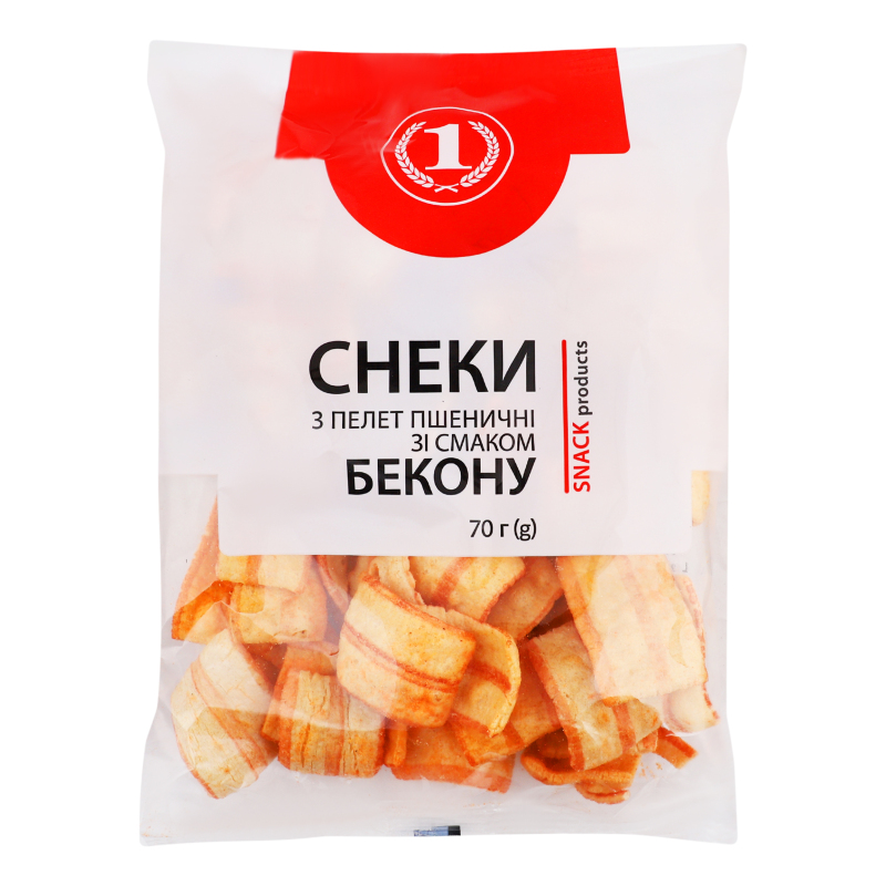 Снеки з пелет пшеничні зі смаком бекону ТМ "1" м/у