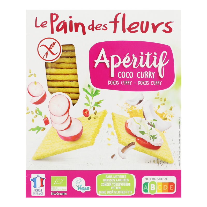 Хлебцы органические без глютена с кокосом и карри Aperitif Le Pain des ...