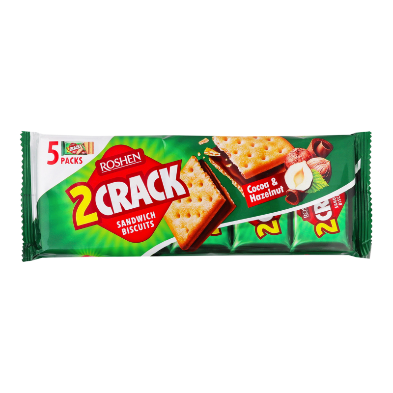 Печенье затяжное с начинкой какао-орех 2 Crack Roshen м/у 190г