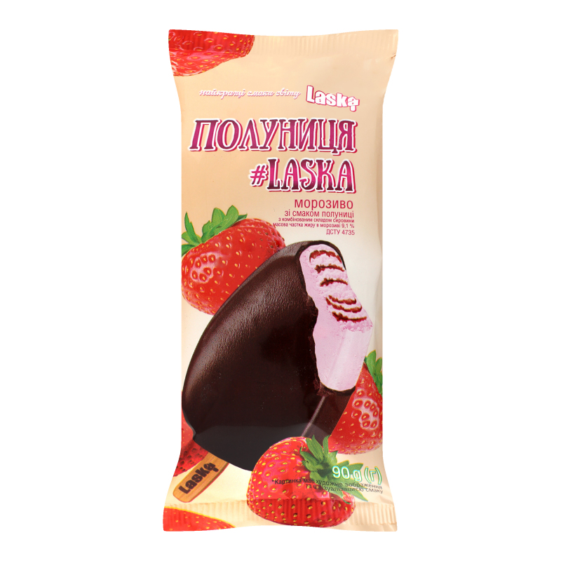 Морозиво 9.1% Полуниця Laska м/у 90г Laska(4820185235013