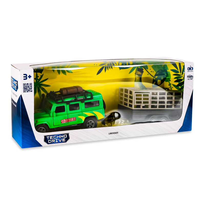 Набір ігровий Ленд Ровер з причепом та динозавром ТехноДрайв
