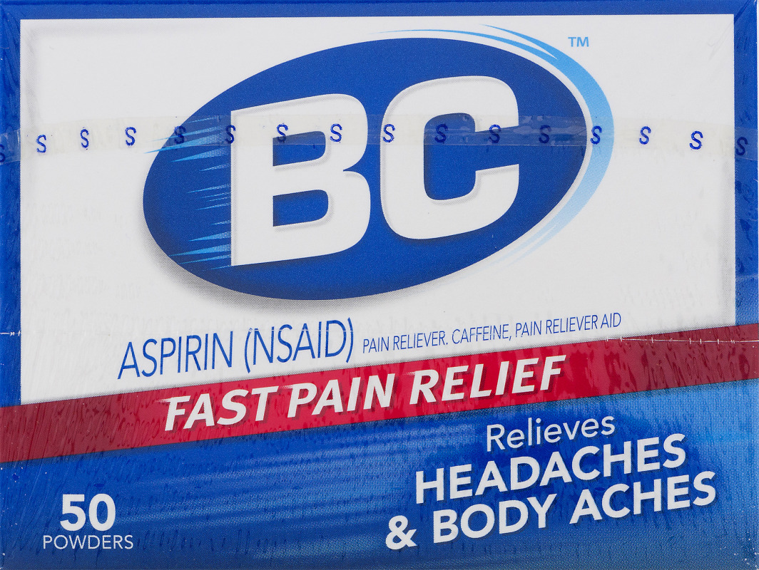 BC Aspirin Pain Reliever Headaches & Body Aches Powders 50 CT BC