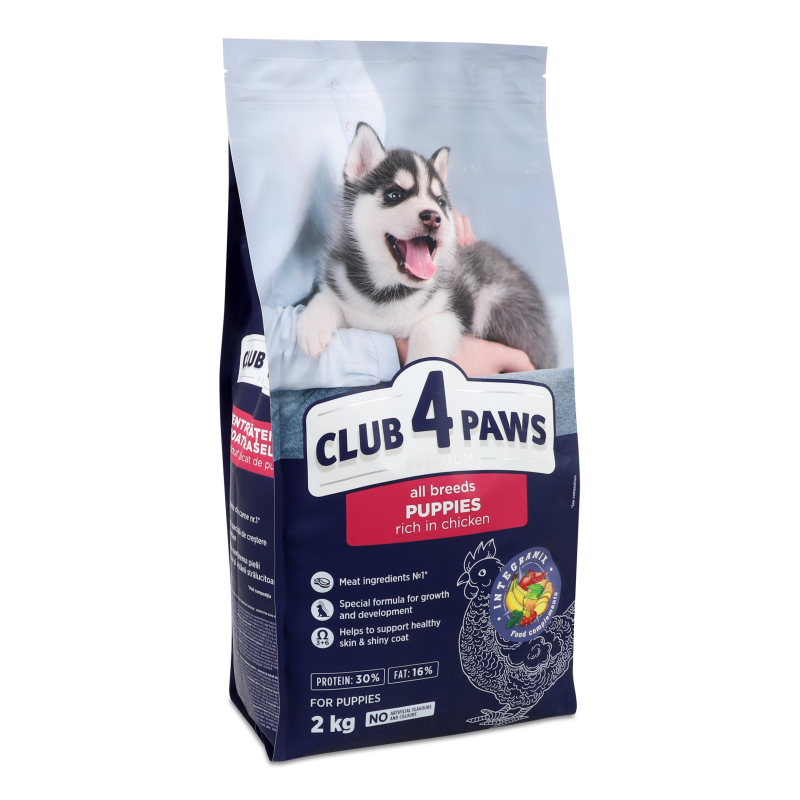 Корм д/цуценят усіх порід Преміум сухий 2кг Клуб 4 лапи