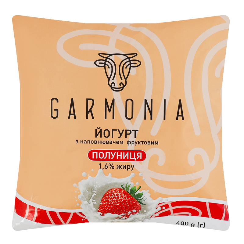 Йогурт 1.6% з наповнювачем фруктовим Полуниця Garmonia м/у