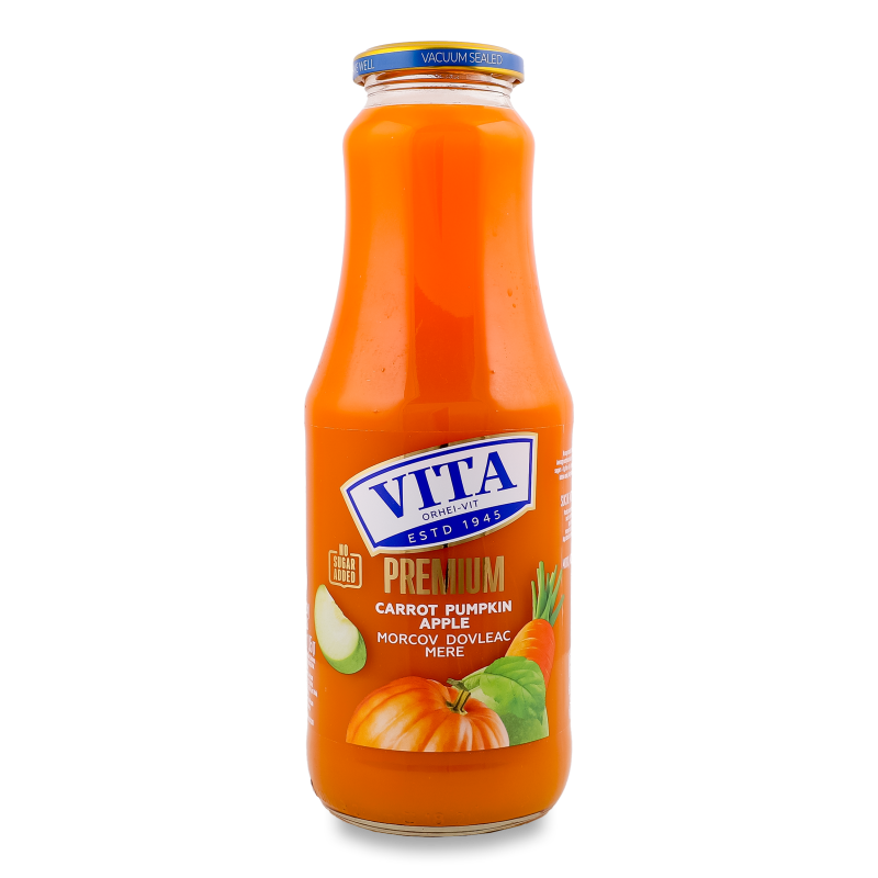 Сік морквяно-гарбузово-яблучний з м”якоттю 1л скло Віта