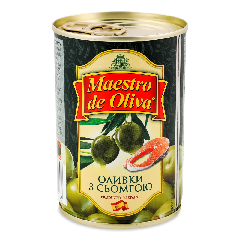 Оливки з сьомгою 280г ж/б з ключем Maestro de Oliva