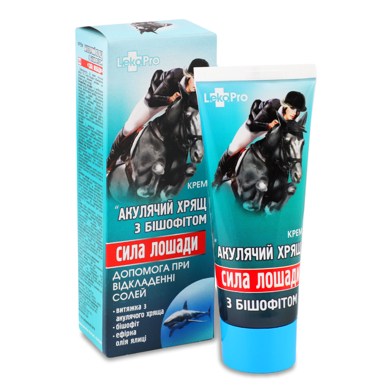 Крем Сила коня Акулячийй хрящ з бішофітом допомога при відкладенні солей 75мл ЛекоПро