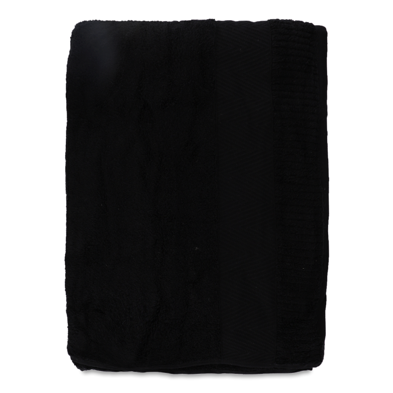Рушник чорний махровий зеро твіст з бордюром 100*150см 600г/м2 ГМ Текстайл