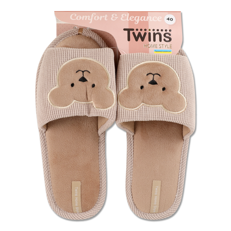 Взуття домашнє жіноче вишивка/аплікація р.36-40 Twins