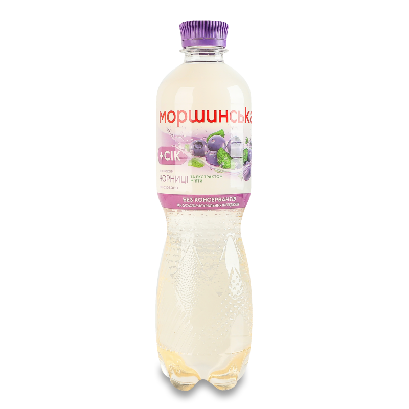 Напій безалкогольний соковмісний з смаком чорниці та екстрактом м’яти негазований 0,5л пет Моршинська