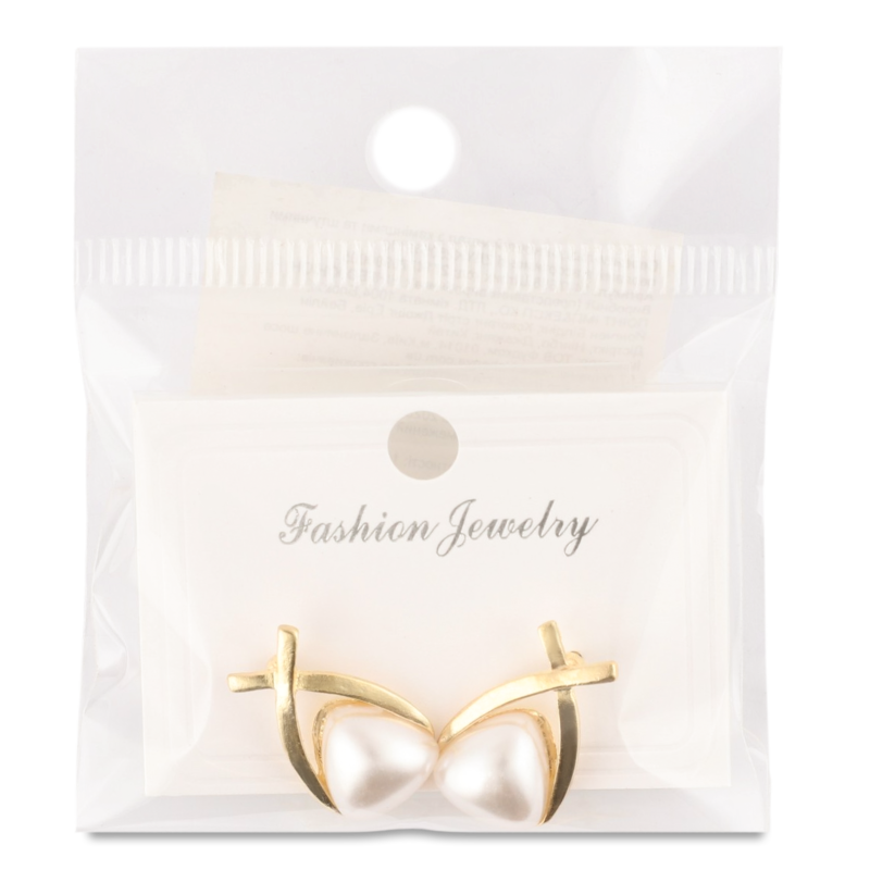 Сережки-гвіздки жовтий метал з камінцями та штучними перлами в асортименті ZBYK250513110