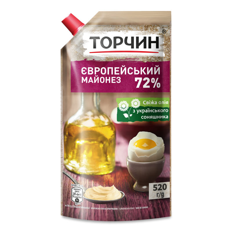 Майонез Європейський 72% 520г д/п Торчин