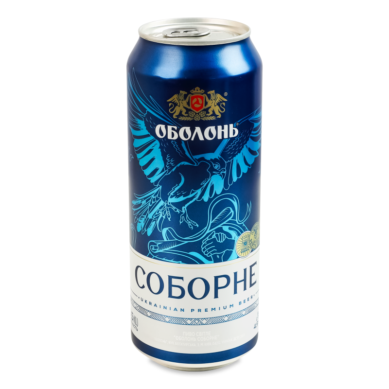 Пиво Соборне світле 4,9% 0,5л ж/б Оболонь